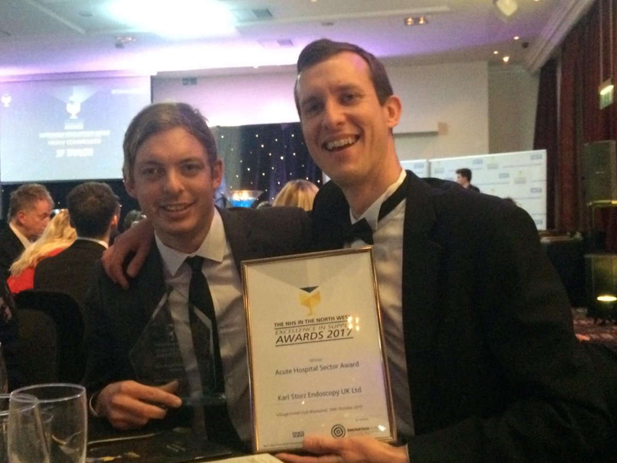 Russ Jones &amp; Matt Tweedale very proud to win the Acute Hospital Sector award at #EISAwards2017.  Well done! #KARLSTORZUK