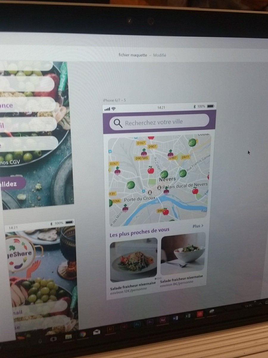 Page final futur application mobile #VegeShare #digisupLeLab #working #adove #vegan
