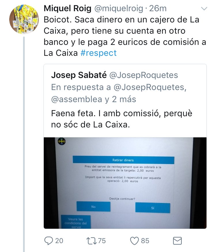 El separatismo llama a sus seguidores a vaciar sus cuentas para provocar un corralito