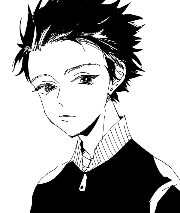5分で描いた瀬野と、顔が美形設定なのに嫌われてるって相当では…?といつも担当さんと話していた名塚です