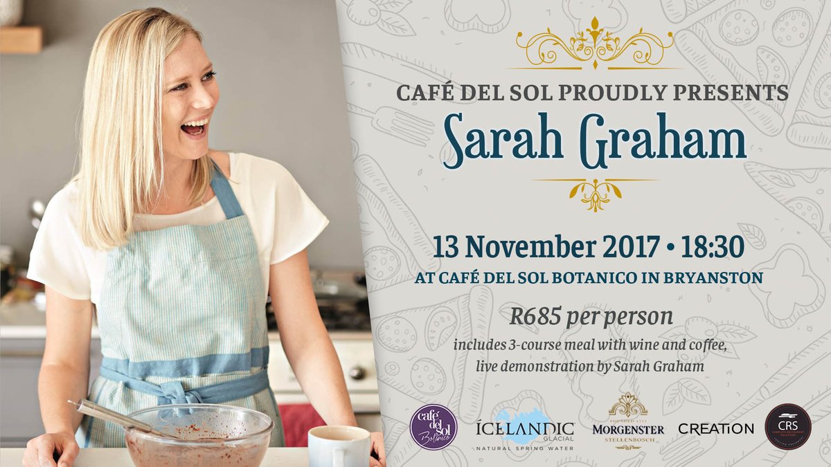 CafeDelSol1's tweet photo. @SarahGrahamFood #SarahCooksItalian Join us on the 13th November. https://t.co/jTd9icp1KU