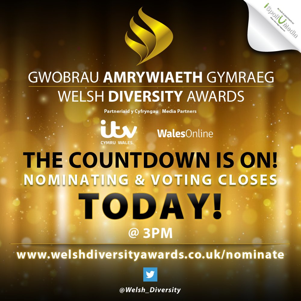 Welsh_Diversity's tweet photo. Nominations and Voting for The #WelshDiversityAwards2018 close TODAY!! Get your submissions in before its too late!! #WDA #NOMINATE https://t.co/lbtzsrv4K2