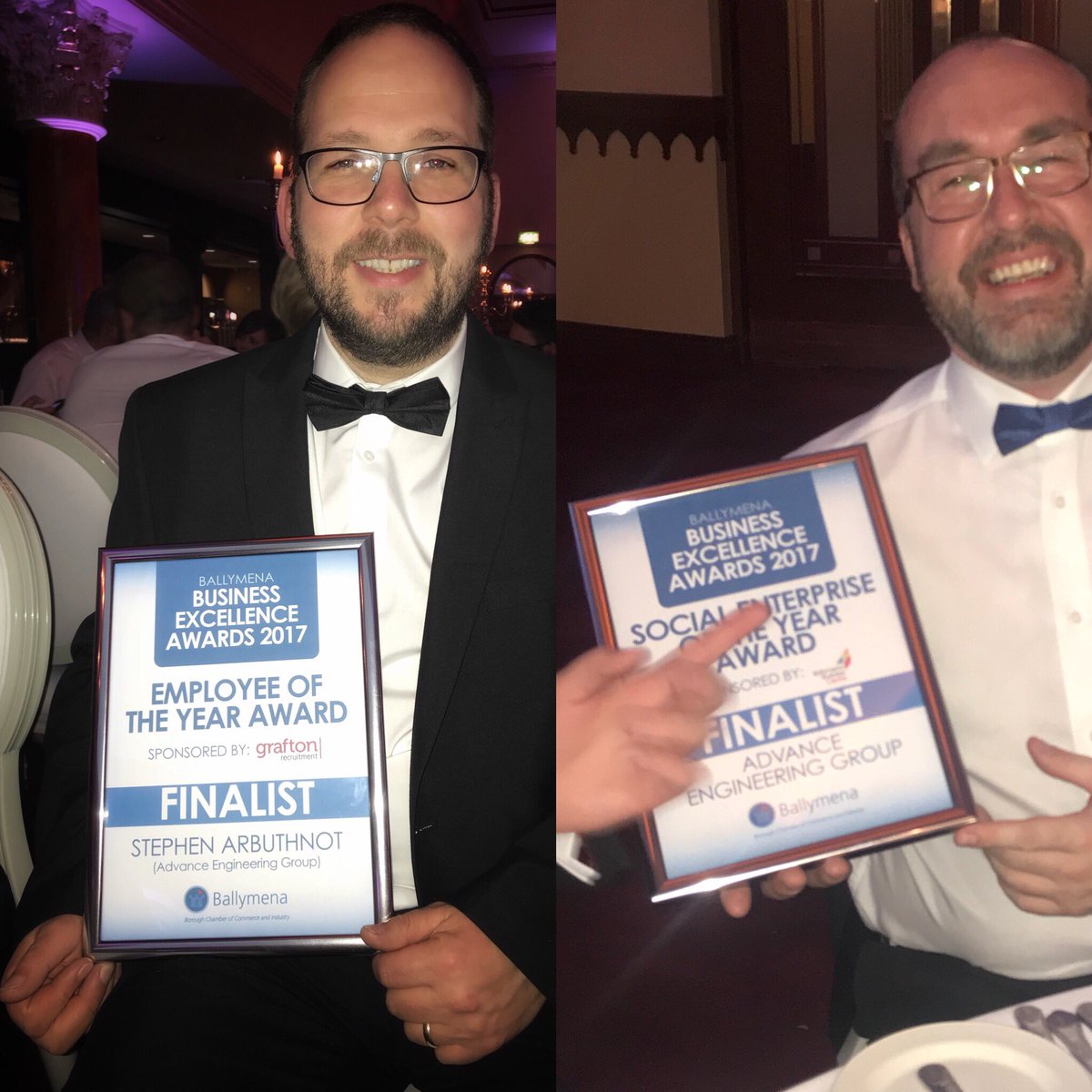 Advance_Eng_NI's tweet photo. We had a lovely evening at the Ballymena Business Awards celebrating with all the finalist. Congratulations to the winners ๐๐ผ#BBEA2017 https://t.co/VWEW8uTr1t