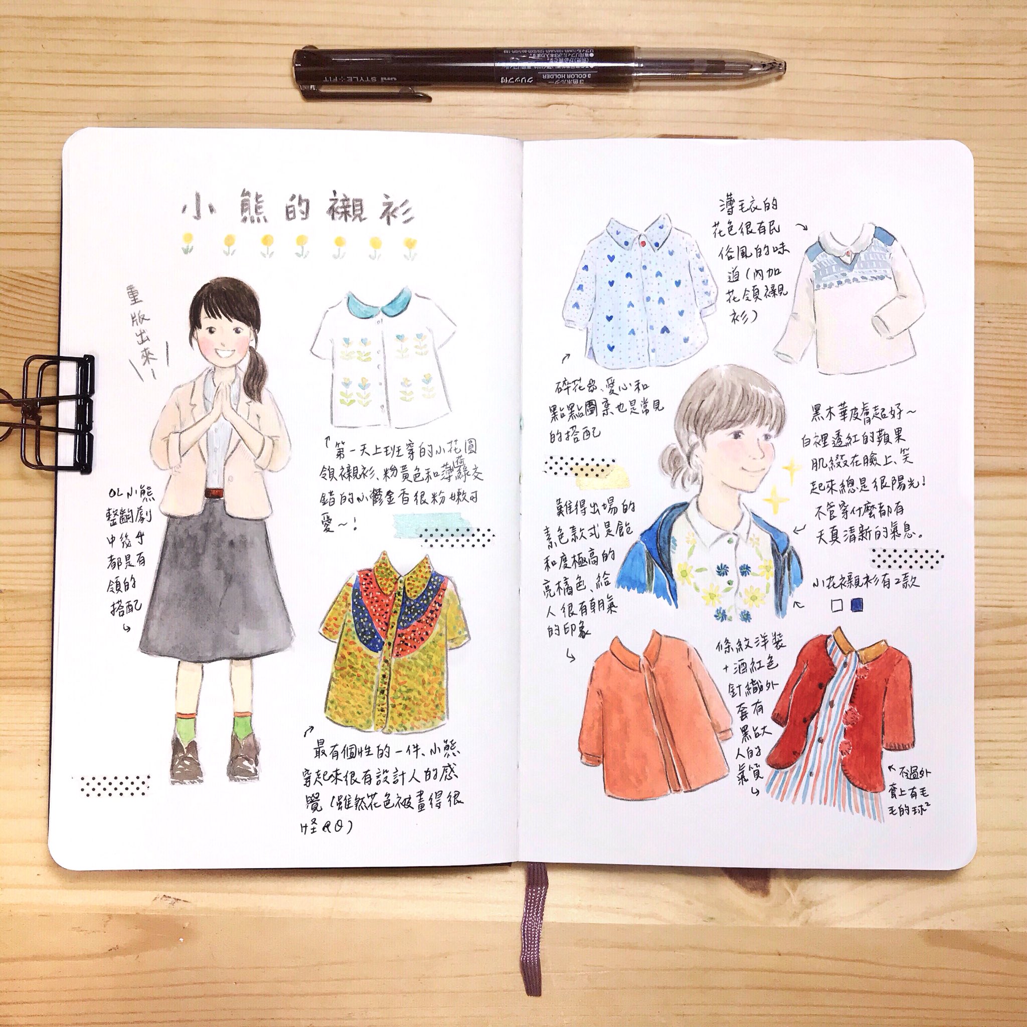 Pointchen 點點陳on Twitter 重版出來小熊穿搭 日劇 日本 穿搭 黑木華 重版出来 插畫 插畫日記 插画 絵手帳 手帳 手繪 絵 Illustration Painting Handpainted 可愛い