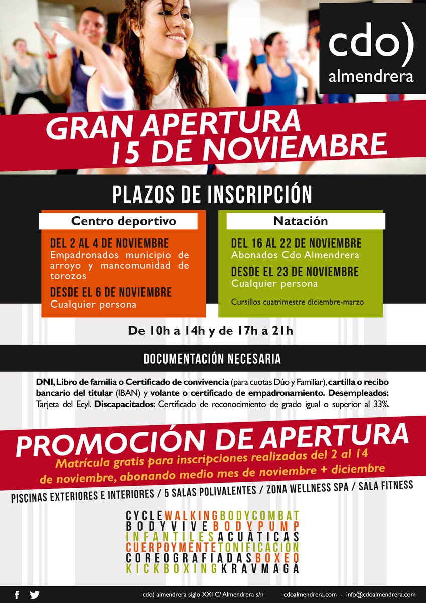 Cdo_Almendrera's tweet photo. Ya tenemos fechas de inscripción y de apertura. ¡Apunta en tu agenda y no te despistes! #cdoalmendrera #ArroyodelaEncomienda #yosoydelcdo https://t.co/enukWPVEvO
