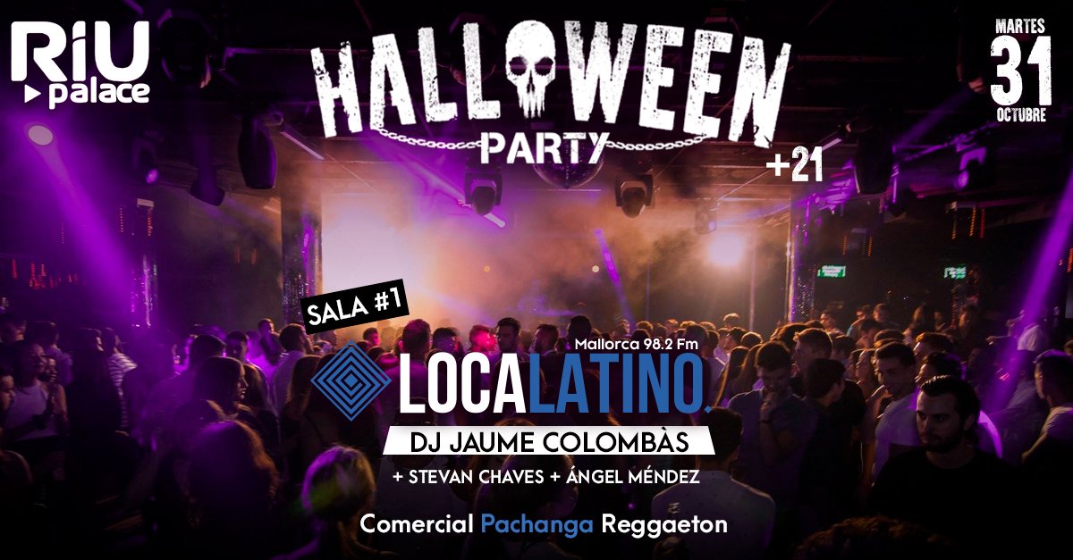 Superweekend_'s tweet photo. Sala LocaLatino en RIU PALACE
Martes 31 de octubre fiesta HALLOWEEN +21 con BARRA LIBRE
¡Te esperamos!
ENTRADAS: https://t.co/2AAxWoXJHU https://t.co/LxnQiNRs2V