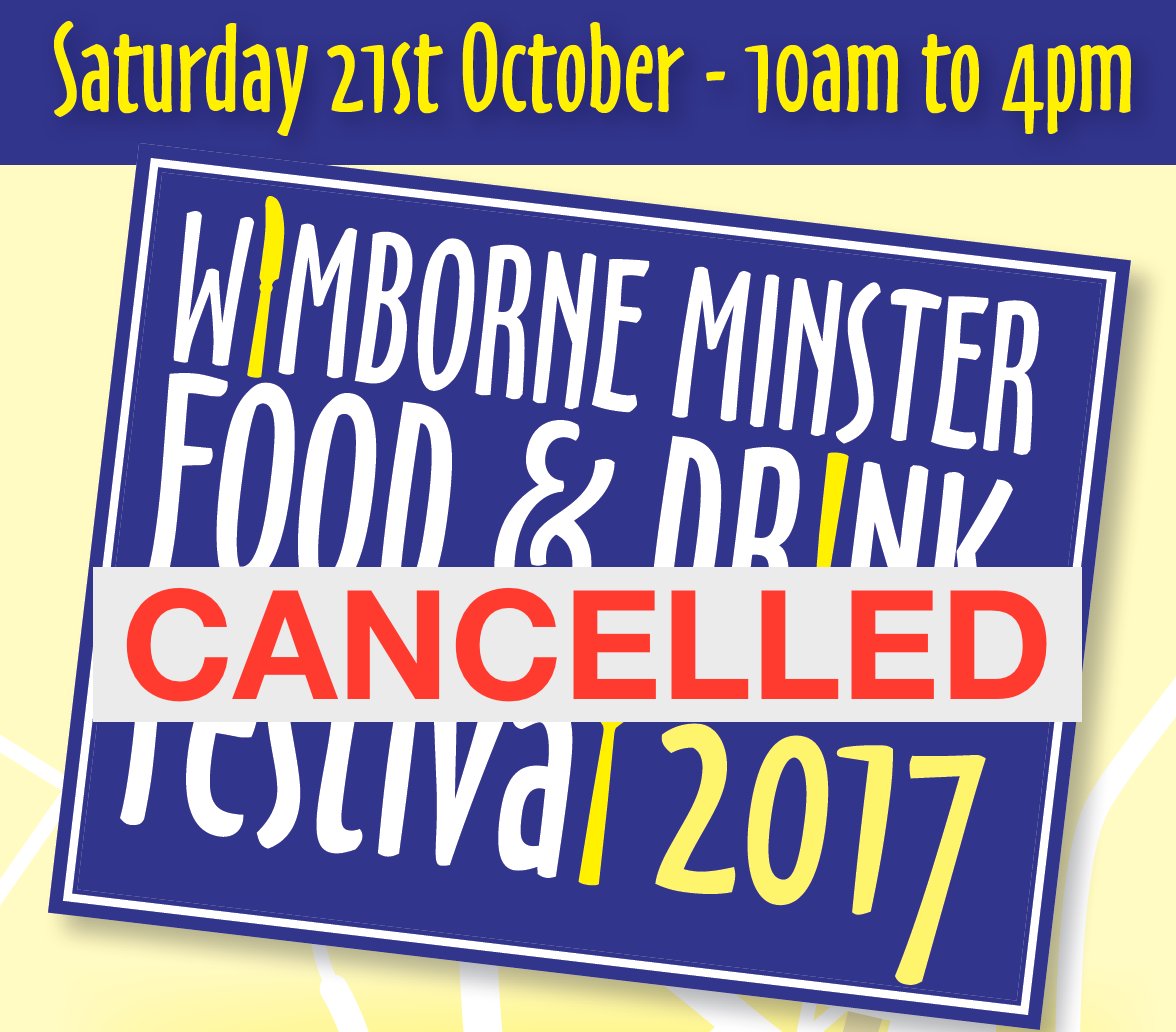 1/2 After careful consideration &amp; constant weather forecast watching, I've sadly decided to cancel this year's #Wimborne festival. Weather is out of my control but I am in control of safety, and if people may be at risk then cancellation is the only option <a href="/DorsetFoodDrink/">Dorset Food & Drink</a>