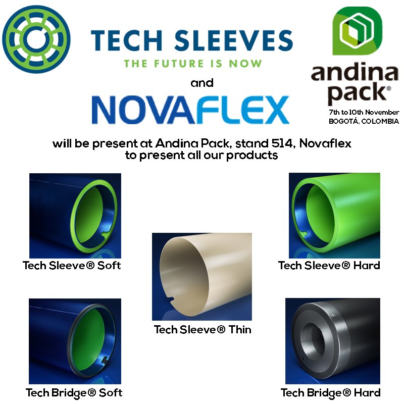TechSleeves's tweet photo. Join us @AndinaPack , we will be at Stand 514 #Novaflex from 7th to 10th November with all our products. #TechSleeves #FlexoFriday #flexo https://t.co/l7Cc3Klg8A