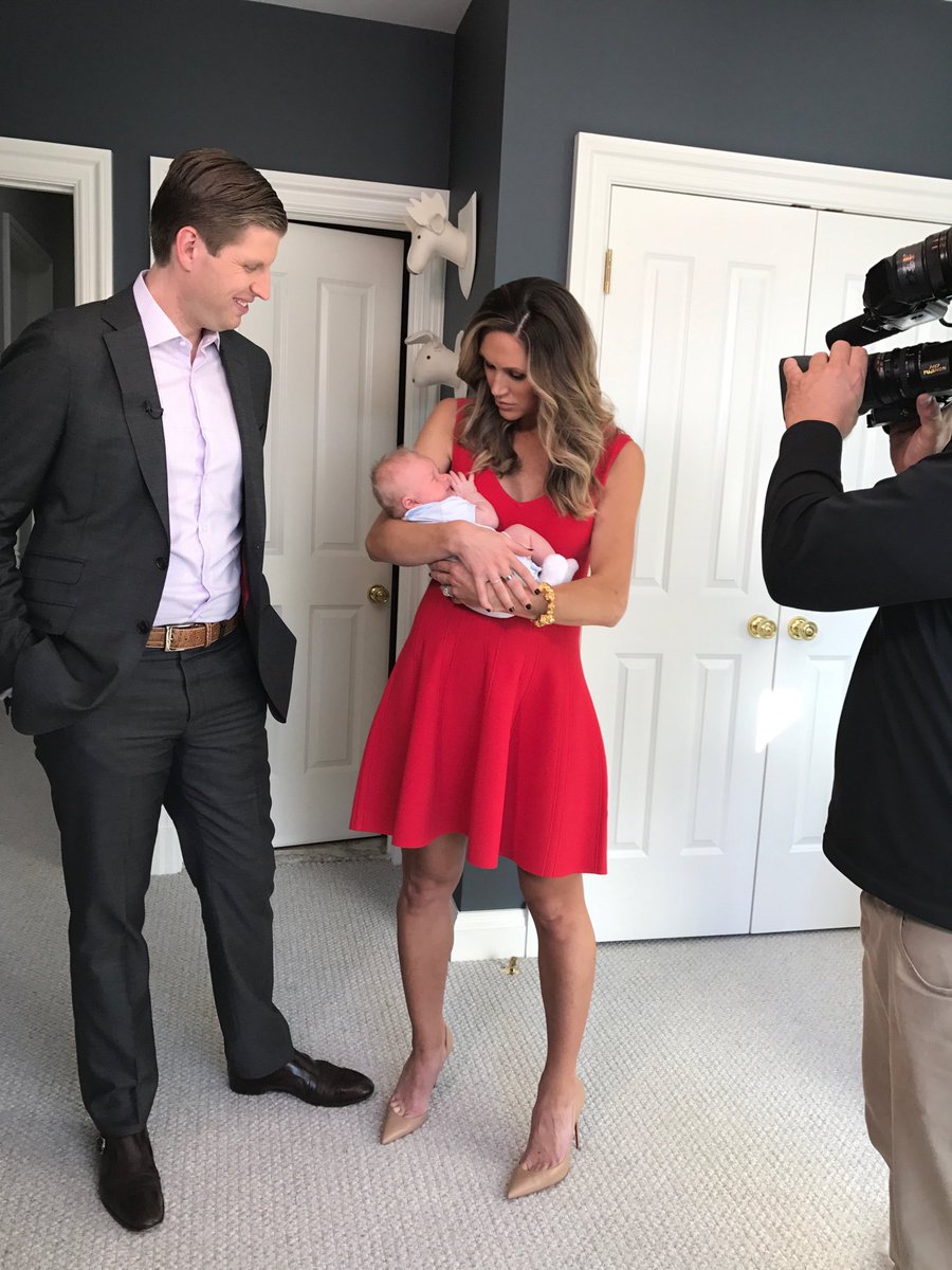EricTrump's tweet photo. @LaraLeaTrump and I introduce #LittleLuke to the world on @FoxandFriends this morning! Tune in! @ainsleyearhardt https://t.co/FJnxDKAwEM