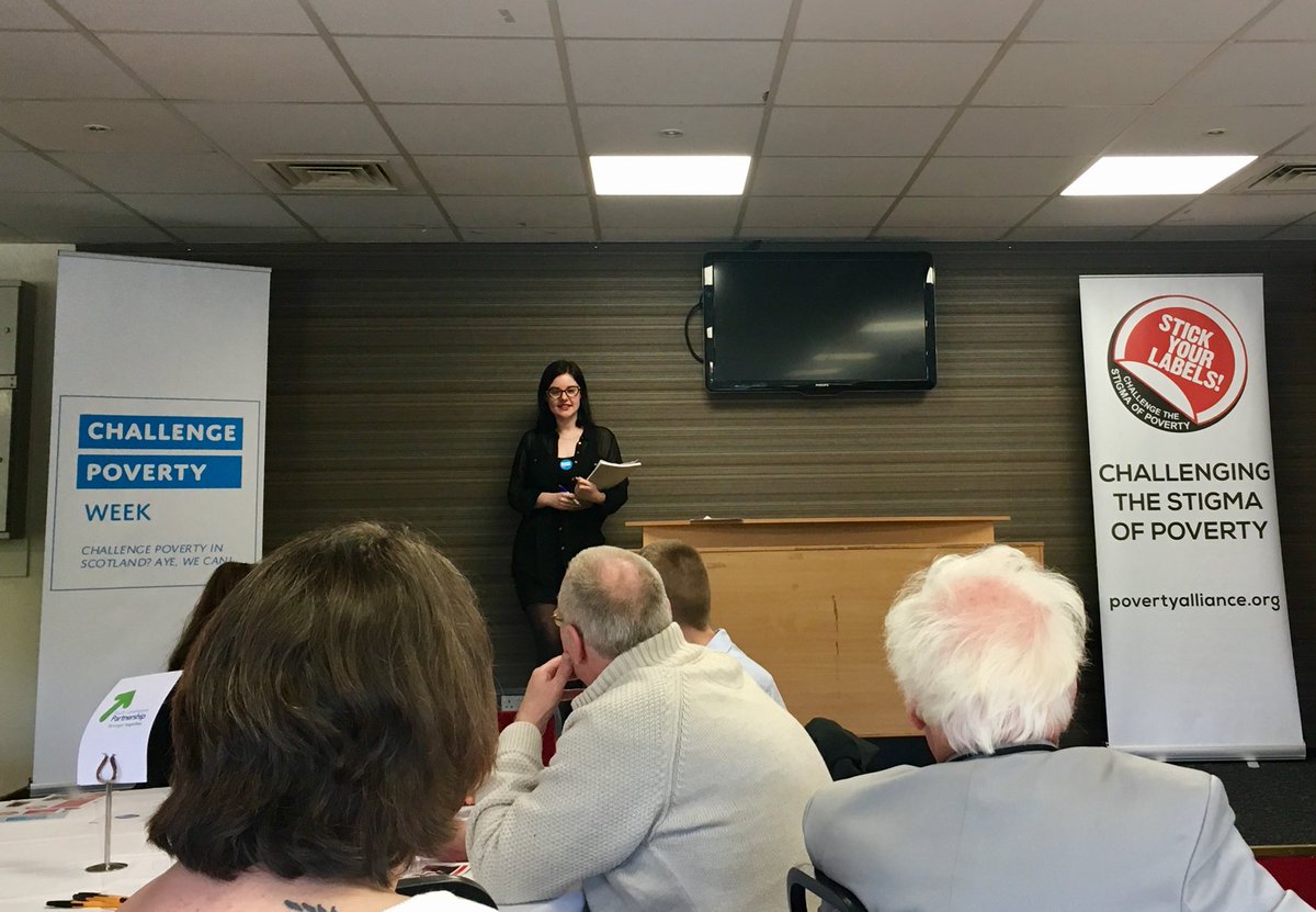 PovertyAlliance's tweet photo. Our campaigns assistant Rachel starts by thanking the brilliant Anne Hopkins Simpson from @SouthLanCouncil for supporting #stickyourlabels https://t.co/Km2MFaknd6