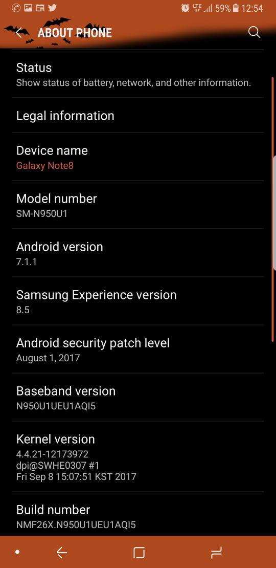 greg0410's tweet photo. @SamsungMobileUS @DelaDeso That's how you treat customers that bought the unlocked version of the Note 8. We're made to feel like bottom feeders. It's now October 20th and my security update is from August 1st. #NeverAgainSamsung https://t.co/pje7G40xVQ