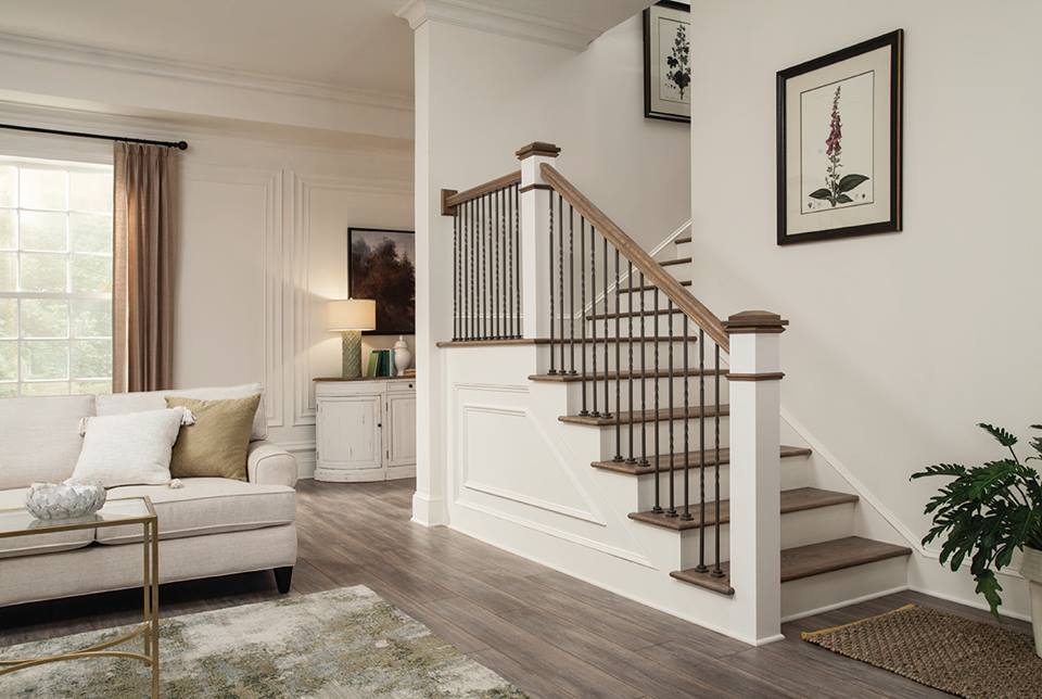 builtbybrosco's tweet photo. Love this staircase that features @CrownHeritage White Oak Stair parts & Ash Gray Metal Balusters-Beautiful! #HomeImprovement #CrownHeritage https://t.co/FMJWNcaFol