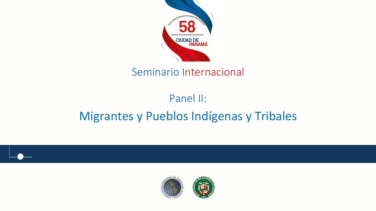 CorteIDH's tweet photo. Panel II. Migrantes y Pueblos Indígenas y Tribales. 
Siga la transmisión a través del siguiente enlace: https://t.co/Zj0tCmK8y7   #58PES https://t.co/8XHGpAZR1W