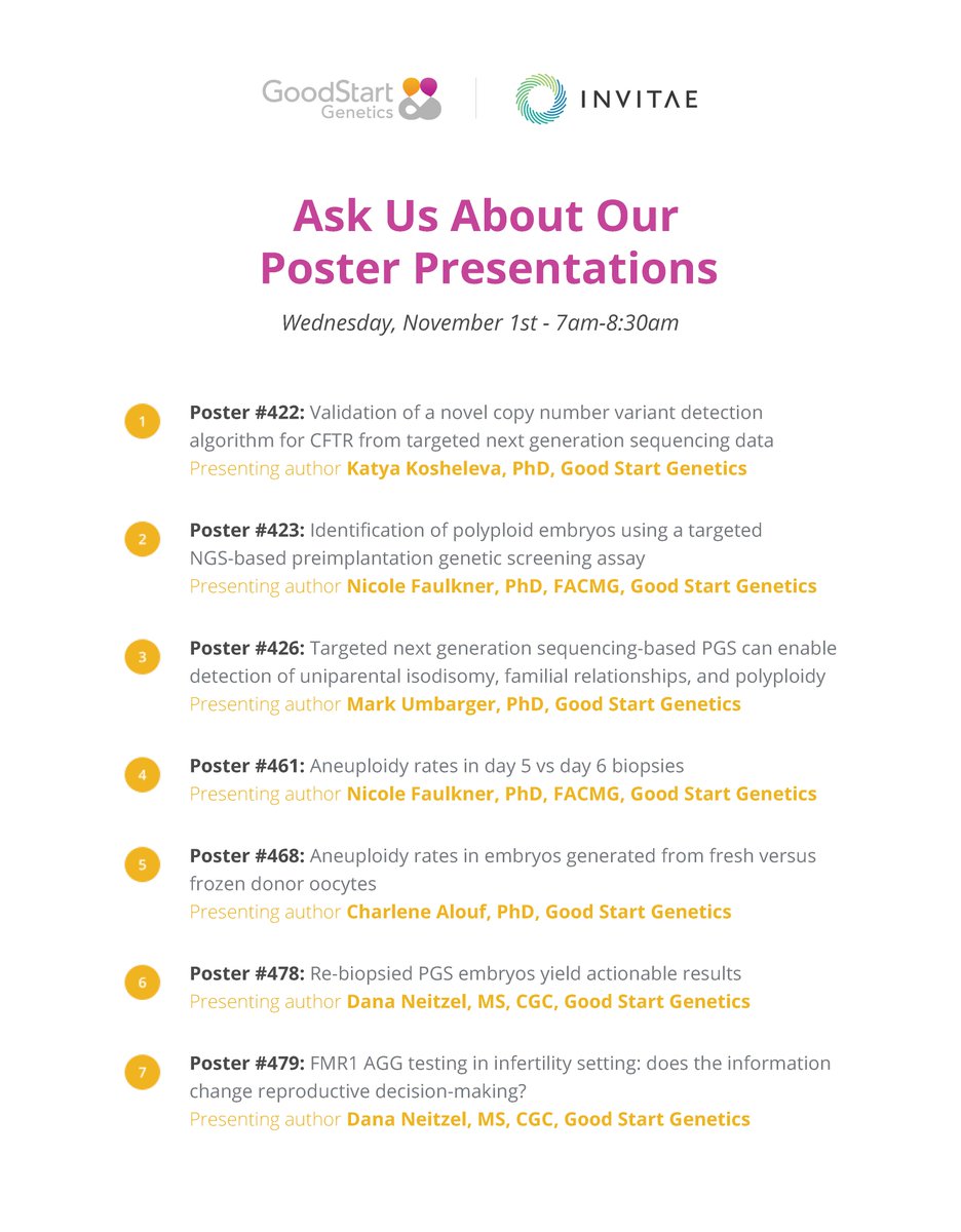 Our experts are presenting 7 posters next week at #ASRM2017! Stop by booth #723 to learn more.