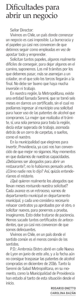 ambrosia_bistro's tweet photo. No somos las primeras, ojalá fuéramos las últimas. Este cuento de las trabas para abrir 1 Restaurant DEBE acabar @SeremiSaludRM @Muni_provi https://t.co/FENTbzTjV1