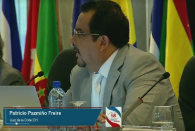 CorteIDH's tweet photo. Panel II. Migrantes y Pueblos Indígenas y Tribales 
Exposición del Juez Patricio Pazmiño Freire, Corte IDH. https://t.co/Zj0tCmK8y7 #58PES https://t.co/SRRRcbNQPb