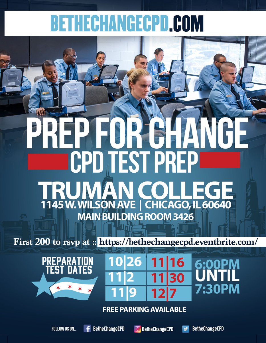 Chicago_Police's tweet photo. You signed up to #bethechange now its time to #prepforchange Please attend @TrumanCollege or @ChicagoState for prep courses. https://t.co/Kh1vN5vtkr