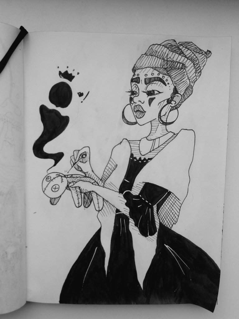 Ckaella's tweet photo. @drawtober @MissUpacey 16/31 #inktober : #marielaveau + #shadowprince ( #drawtober2017 #ghostacular ) https://t.co/sKZFeqxzfw