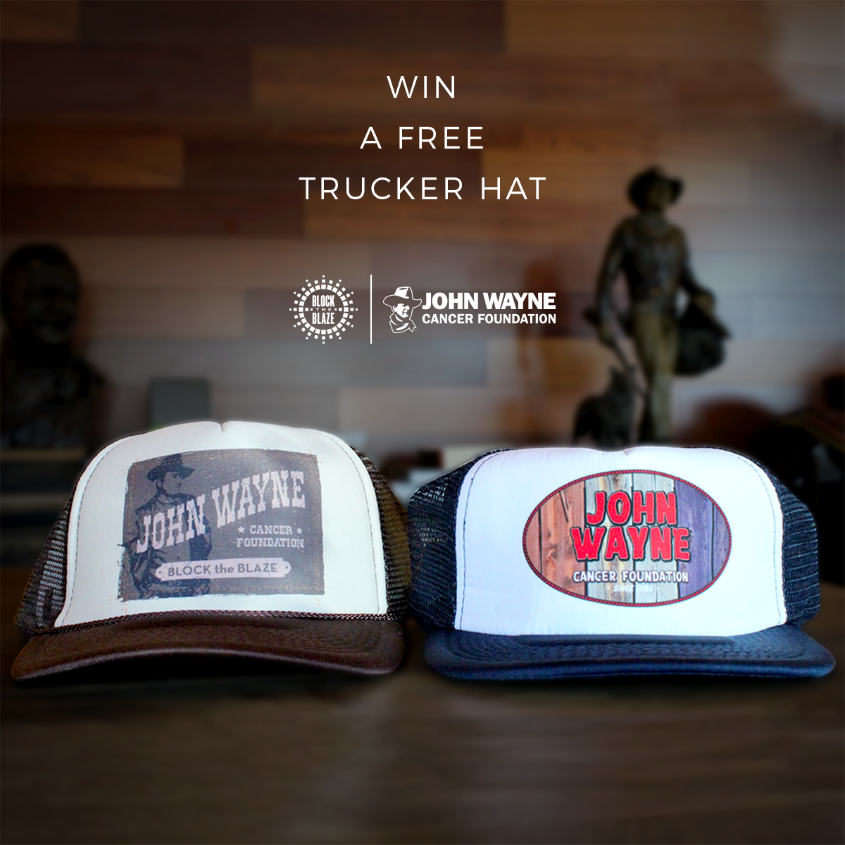 JoinJohnWayne's tweet photo. #JWCF Hat Giveaway! Enter for a chance to win a FREE Trucker Hat! 5 winners will be selected. Enter here today! https://t.co/siRSB3hzJG https://t.co/QpE9u8GpgB