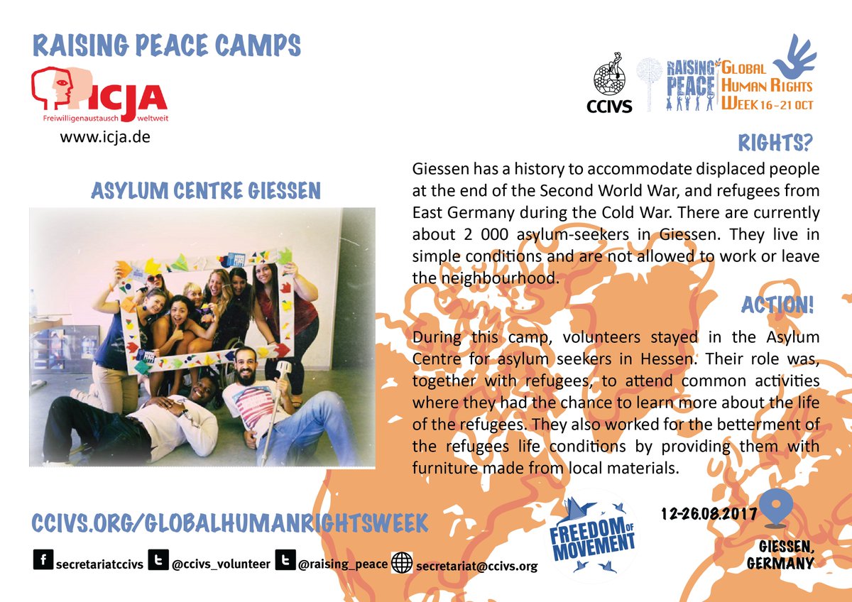 ccivs_volunteer's tweet photo. #RaisingPeace Camp 2017 #ICJA on Rights of #Migrants & #Refugees #FreedomOfMovement MAP https://t.co/WpTc7akLhQ
#OurRightsOurVoices https://t.co/0EZI8Q5jTc