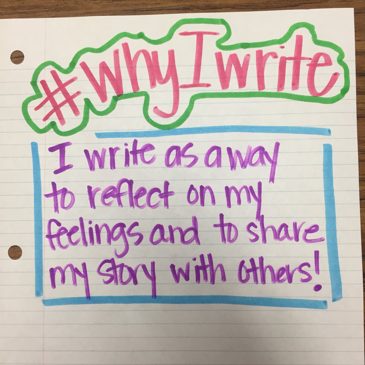 MrsRegonini's tweet photo. #whyiwrite @Comal_ELAR @comalwrites @kerrygain be sure to check out @WriteOnWildcats for student ideas! https://t.co/RphES7iEXz