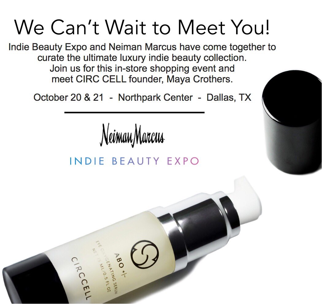 circcell's tweet photo. The day is finally here! Come join us at @neimanmarcus @northparkcenter today and tomorrow and meet #CircCell founder, Maya Crothers! β¨ https://t.co/ADe63TwqxA