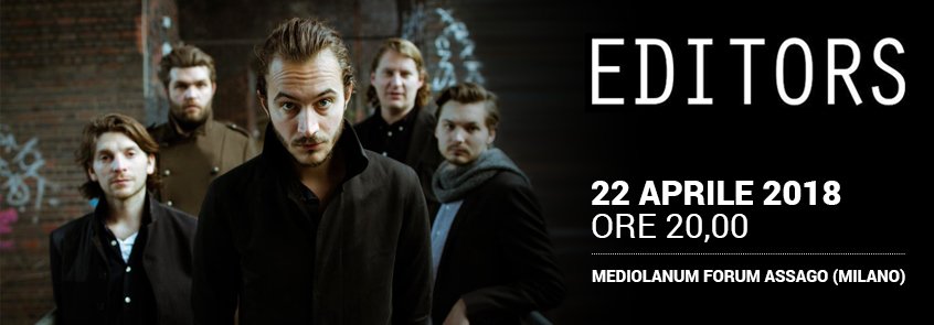 ★★★ #Editors ★★★
UNICA DATA in Italia!
⏰ 22 aprile 2018 🏟️ Mediolanum Forum, Assago (MI)
Biglietti 👉🏻 bit.ly/Editors_biglie…