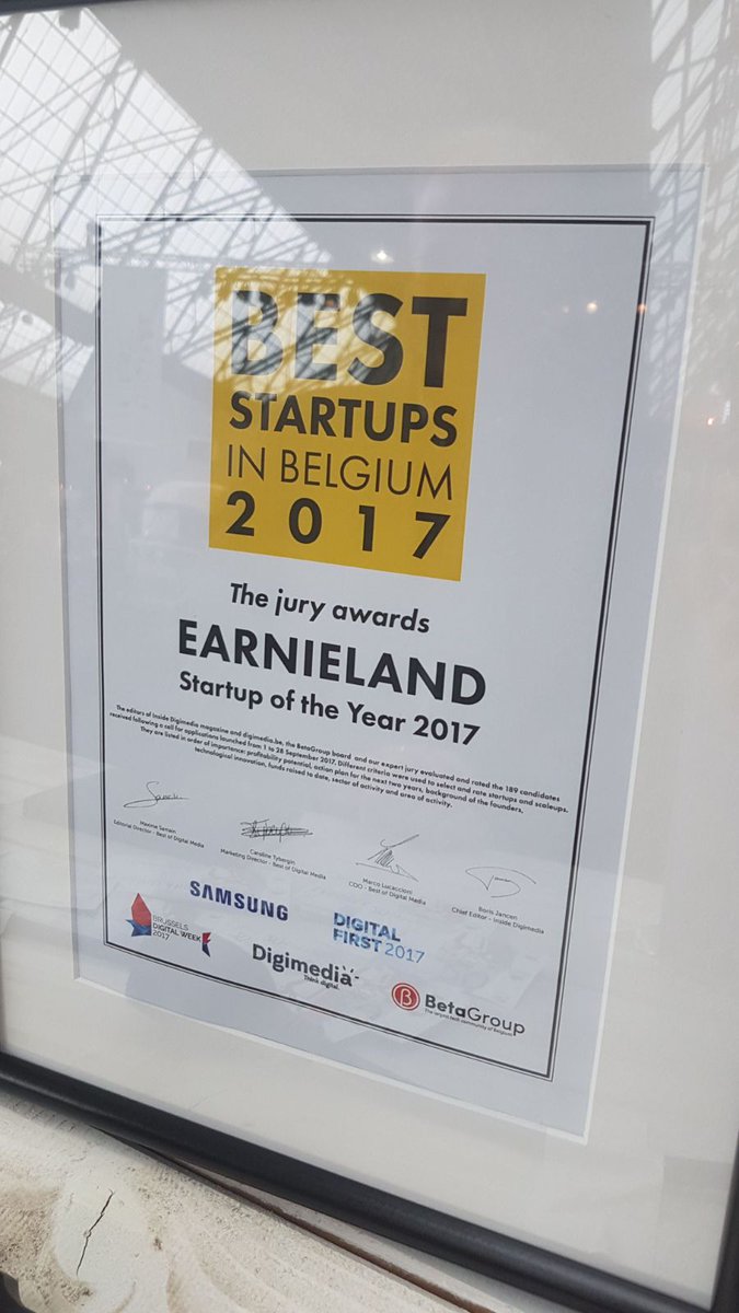 Earnieland's tweet photo. 🏆 Earnieland Startup van het jaar! Iemand contacten bij de Tijd of de Standaard? https://t.co/BLZItZgWzp