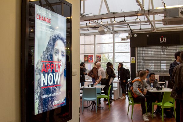 _infinitedesign's tweet photo. Great to see the @FrontlineSW recruitment campaign rollout on @RedbusMedia Appearing on a UK campus near you! https://t.co/NHRLIE3Wme