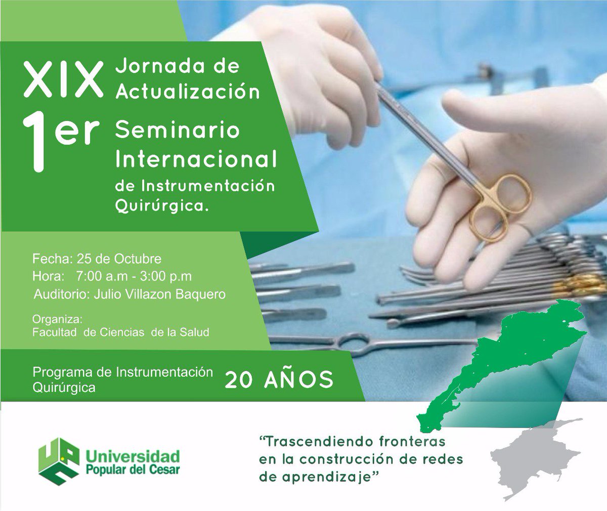 QUIRURGICAUPC's tweet photo. Este 25 de Octubre realizaremos esta actividad en el Marco de nuestros 20 Años. Todos (as) Invitados. @EstudiantesUPC @UniPopularCesar https://t.co/eORILX55Hj