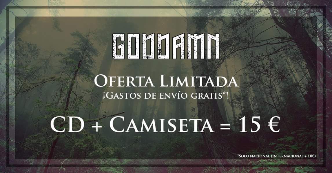 GodDamnOfficial's tweet photo. OFERTA LIMITADA HASTA FIN DE MES!
Camiseta  + CD sólo 15 euros!
Contacta a través de nuestro Facebook o en g0ddamn.official@gmail.com
DAMN! https://t.co/xKACi6uc3B
