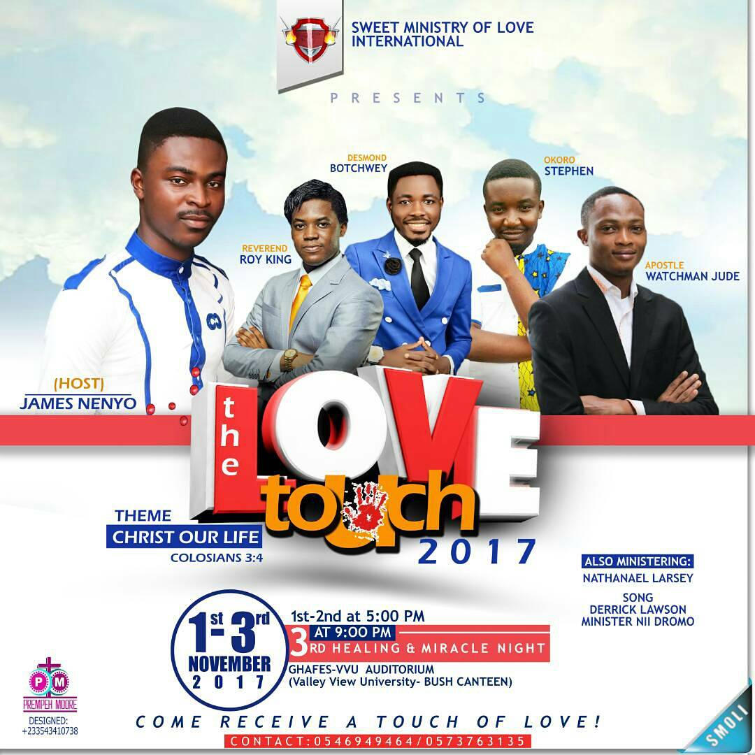 revjamesnenyo's tweet photo. Get ready...
#smoli
#ChristOurLife
#TheLoveTouch17 https://t.co/7pTWPpr5uZ