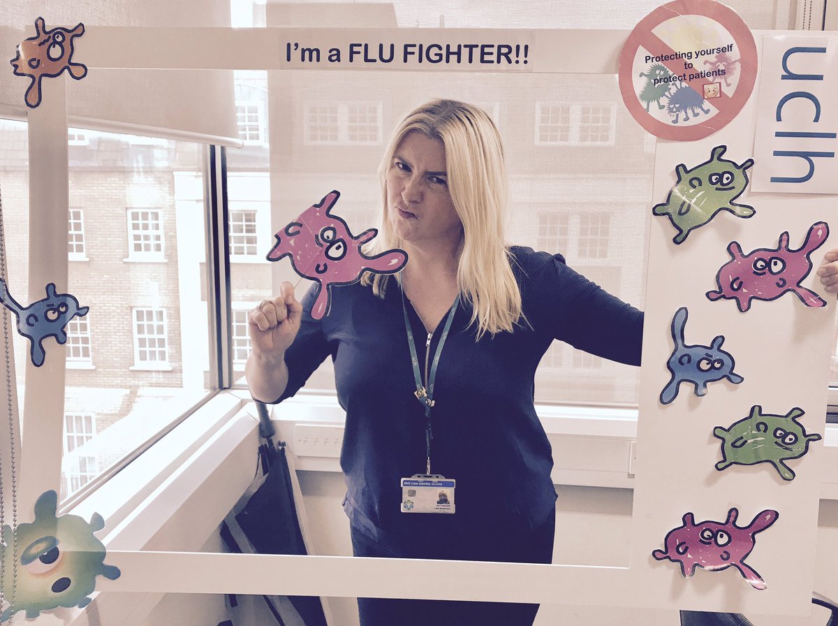 natalieshamash's tweet photo. @lilyand67 flying the flag for the flu!!! @uclh @LorraiSzeremeta #nhsflu #flufighters https://t.co/vdMx7zG5e3