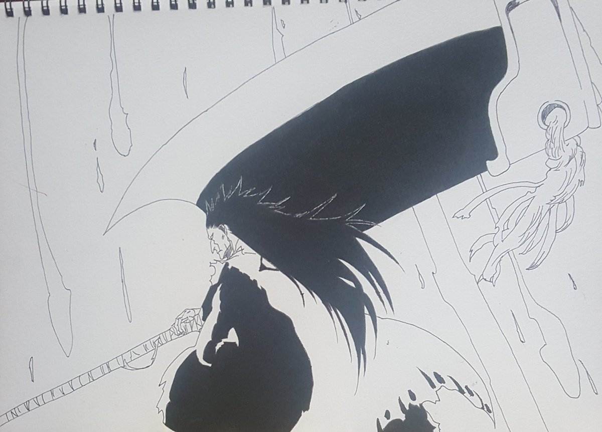 お犬様のbleach模写垢 En Twitter Bleach Bleach模写 Bleachクラスタさんと繋がりたい 今日の絵 更木 剣八 野晒 できたぁぁぁ 髪の毛と斧に付いてるやつがめんどくさかったwあと24日から27日が中間テストなので絵がかけません W なので少しの間待って