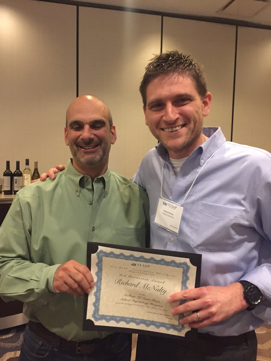 StRoseSchPsych's tweet photo. Congrats to our own Rich McNulty for winning a Ted Bernstein award from @nyasp ! We are honored to have him in our program! #nyasp2017 https://t.co/iHeMfiIhhx