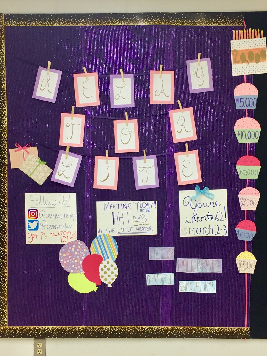 BVNWRelay's tweet photo. Haven’t seen our new board yet? Check it out near the 200-hallway! Helping beat cancer so people can celebrate more birthdays is our goal! https://t.co/KWd1Wq3ktB