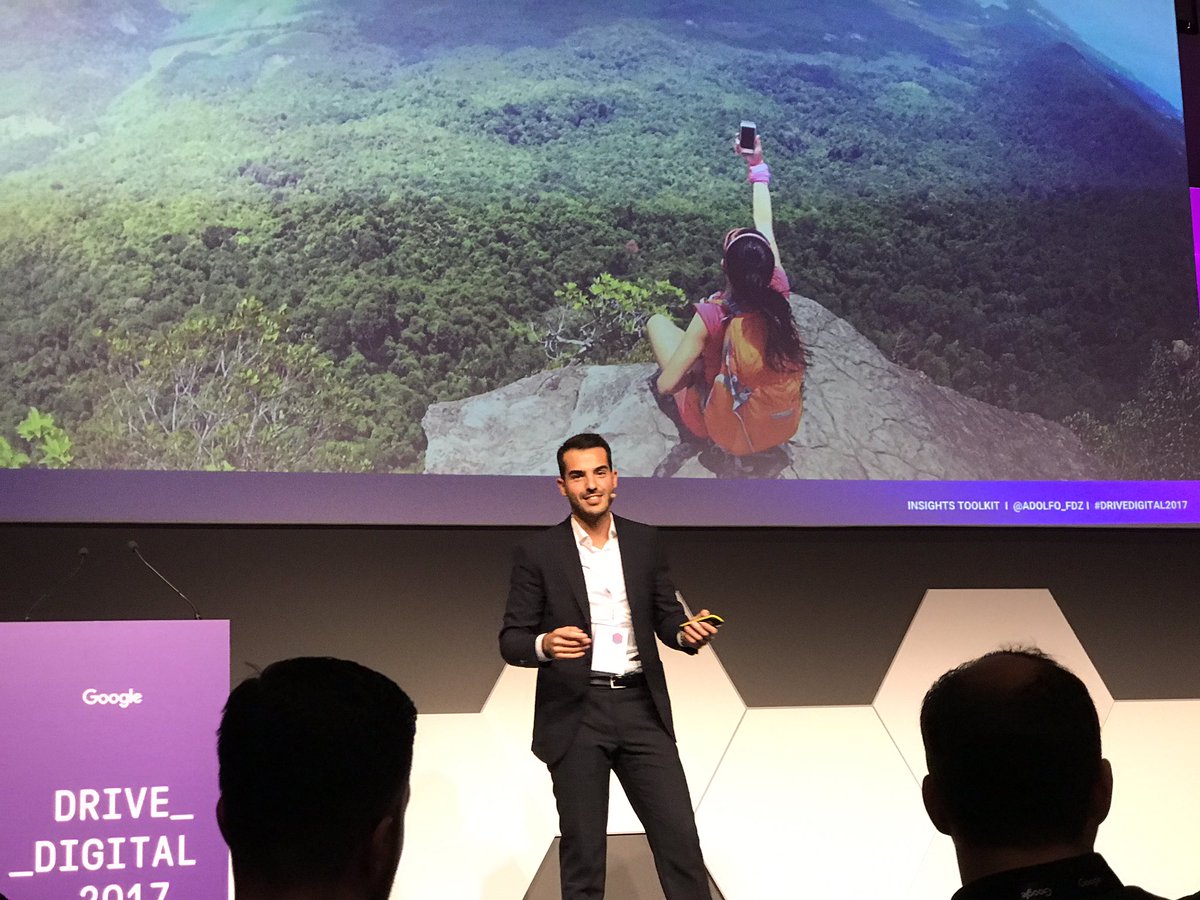 benjaminlatsko's tweet photo. @Adolfo_fdz taking over the stage at #DriveDigital2017 showing how to better listen to your audience aka Google's Insights Toolkits https://t.co/Dl9U5dy5aX
