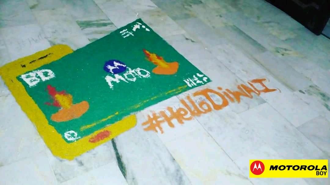 PBhatt27's tweet photo. It looking gorgeous. Rangoli by a Motorola fan.

#hellodiwali https://t.co/wD9Z1641uM