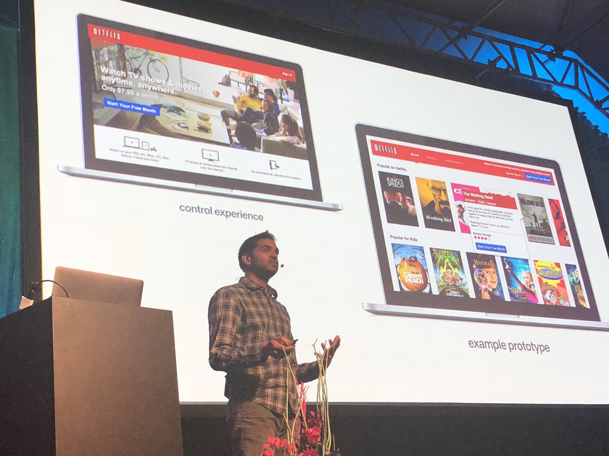pushconf's tweet photo. We thought, showing more content up in front will bring us more customers, but all 5 A/B testings failed. @navin_ #push17 https://t.co/oSVKU55AN0