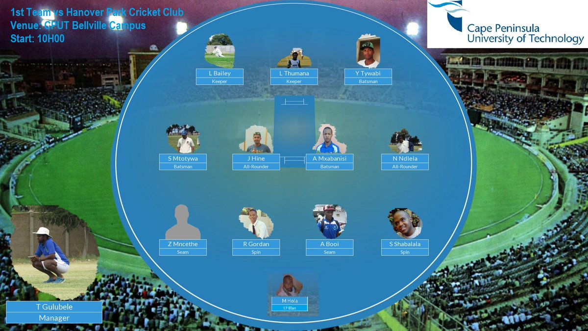 CPUT_Cricket's tweet photo. @CPUT_Cricket Teams for the weekend.
1st vs @hanoverparkcc  and 2nds vs Northens Goodwood CC
@wp_cricket @cputstudents @CPUT https://t.co/NR2w3KUZMe