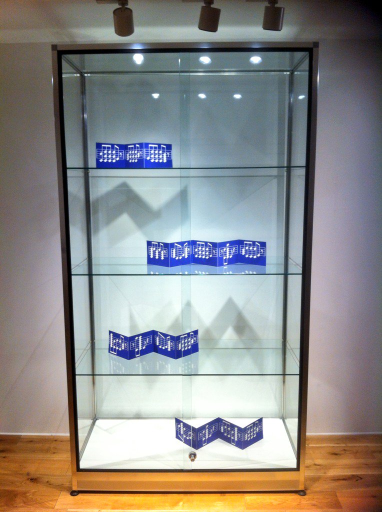 artistjaypee's tweet photo. 'sea music blue tide' limited edition artist's concertina book installed @PooleMuseum for @SeaMusicPoole exhibition https://t.co/sd1UjNlWJN