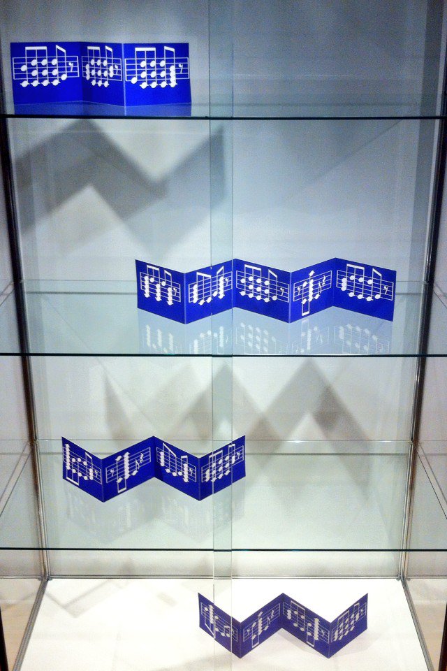 artistjaypee's tweet photo. 'sea music blue tide' limited edition artist's concertina book installed @PooleMuseum for @SeaMusicPoole exhibition https://t.co/sd1UjNlWJN