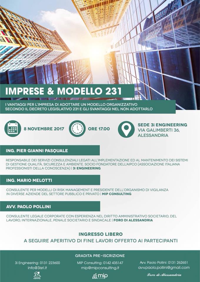 3iengineering's tweet photo. Save The date! Mercoledì 8 novembre, a seguire aperitivo 😀📰🍸
#imprese #modello231 https://t.co/dfPDm4ULjv