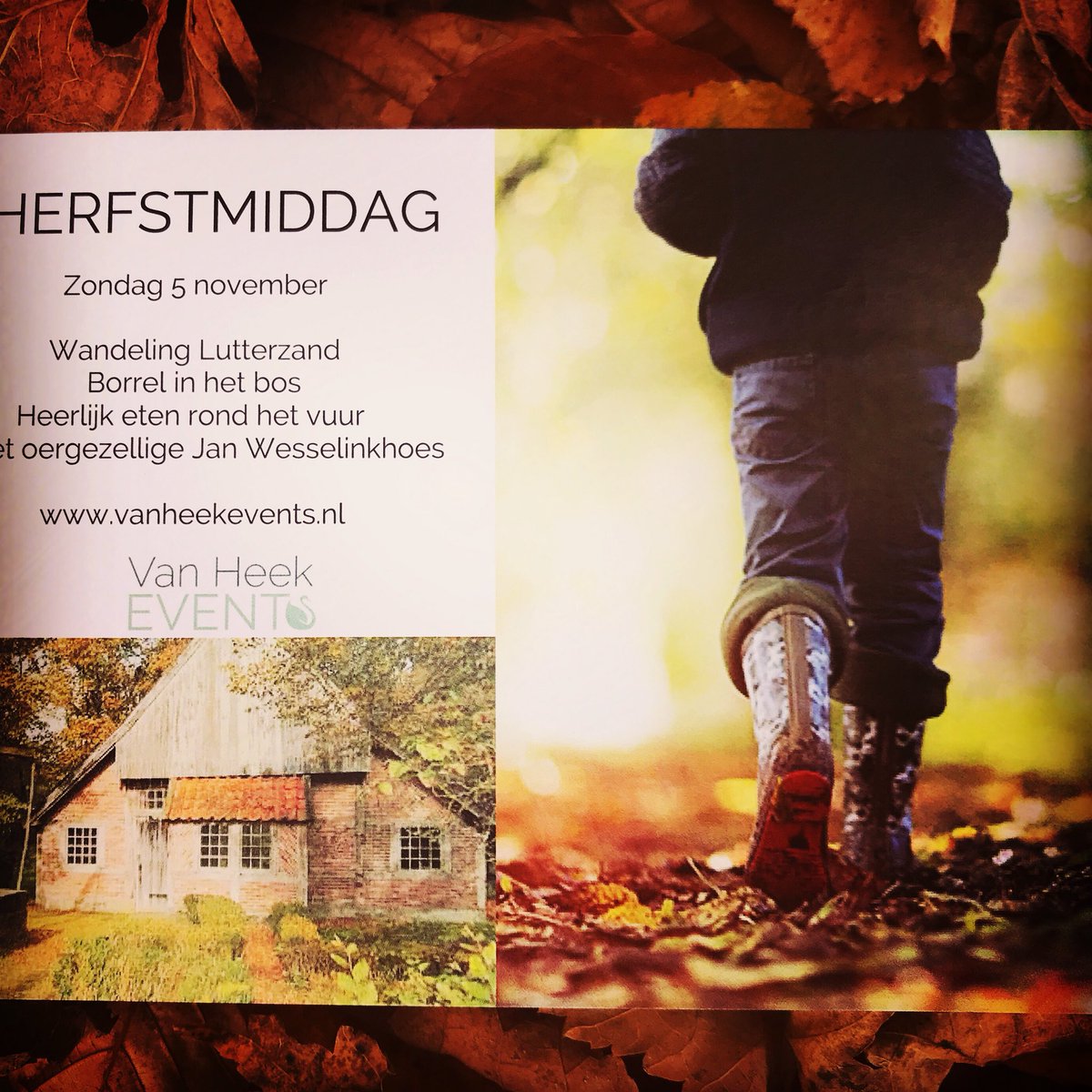 #zondag5Nov #herfstmiddag #boswandeling #buitenborrel #hondenwelkom #lutterzand #frisseneus #easysunday #info: ow.ly/pQ6s30g0Vqs