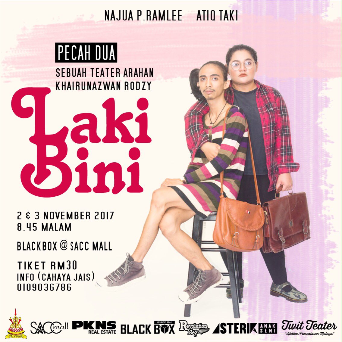 Projek #PecahDua oleh <a href="/KhairunazwanRS/">Khairunazwan Rodzy</a> &amp; <a href="/_Nam_Ron_/">TA Nam Ron</a>!

•1-5 November 2017
•RM30
Usha poster untuk lebih info!

📲 wasap.my/60109036786