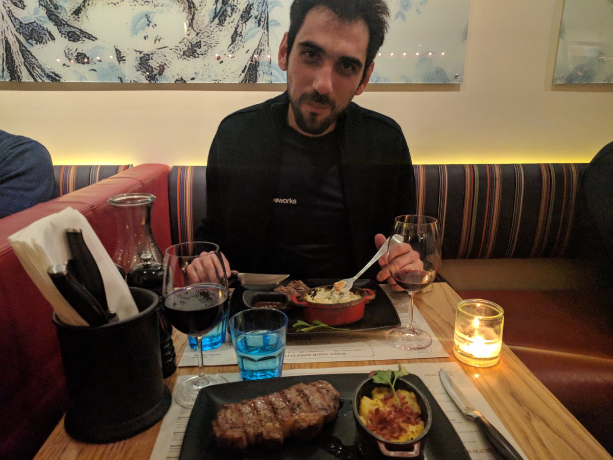 capileigh's tweet photo. Post #MobySummit dinner in good company ๐
Steak and waffles /w @stefanprodan
๐ฝ๏ธ๐ท๐ฅ https://t.co/kAYOQdVzdD