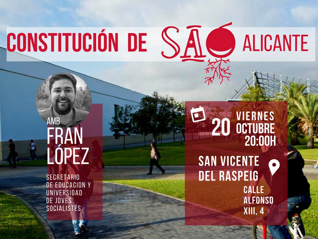 JoveSocialistes's tweet photo. 📣 ¿Estudias en la @UA_Universidad de Alicante? ¡Tenemos algo que contarte! Vente este viernes (20:00h) a San Vicent del Raspeig #FemSAÓ https://t.co/pmZZCMIIGX
