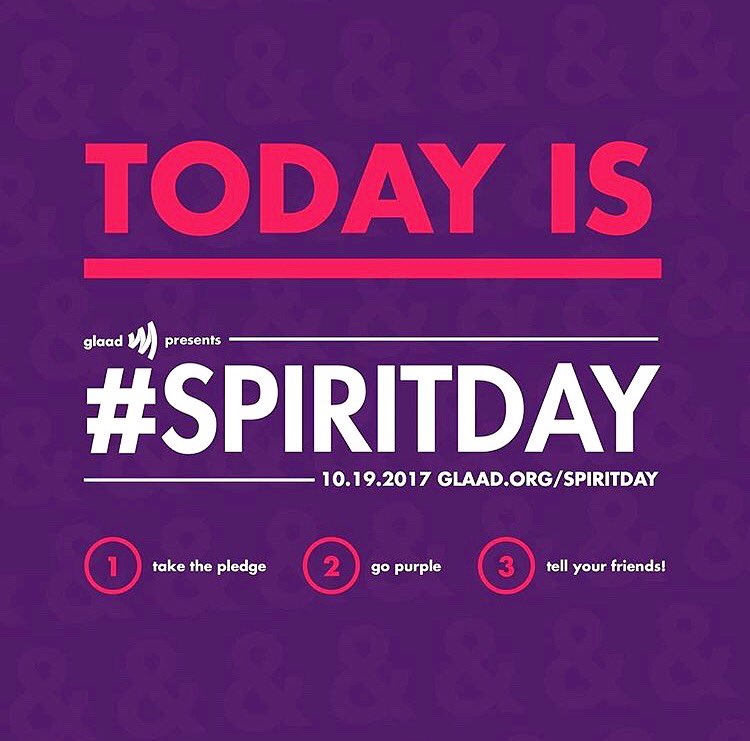 Today is #SpiritDay! Wear purple and stand up against bullying! 💜 Take the pledge and support LGBTQ Youth 🏳️‍🌈✨ // <a href="/NOH8Campaign/">NOH8 Campaign</a> <a href="/glaad/">GLAAD</a> 🌈✨