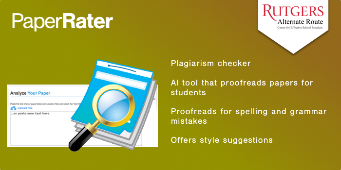 RutgersAltRoute's tweet photo. Today's top rated #edtech tool of the day for NJ districts &amp; teachers is @PaperRater! See full list here https://t.co/YbAGI1jjKB #NJed https://t.co/C820oKPYRN