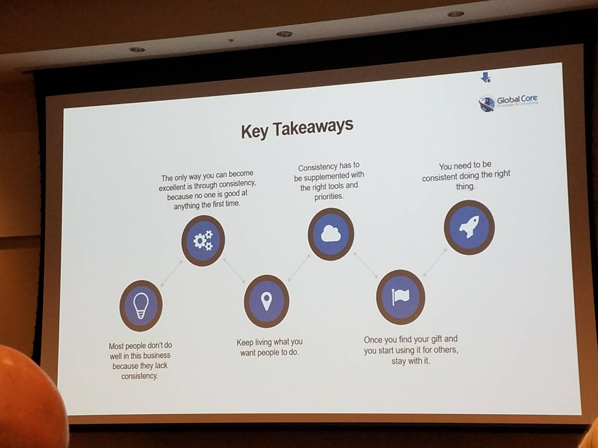 PMISCMidlands's tweet photo. Takeaways from our first Keynote.  Are you being consistent? #PDD2017. Thank you Mr. Ron Harvey. https://t.co/nEoS99XQRK